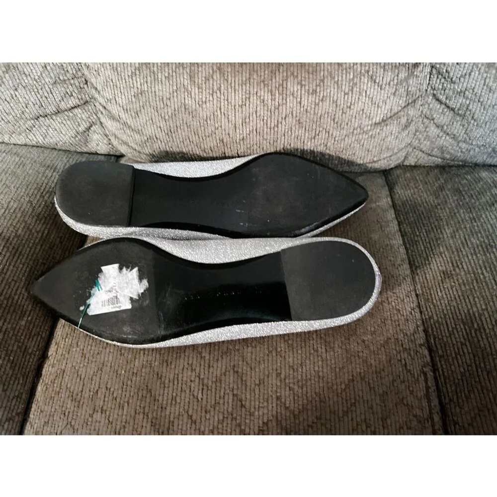 Zara Silver Glitter Pointed Toe Flats Size 5 5